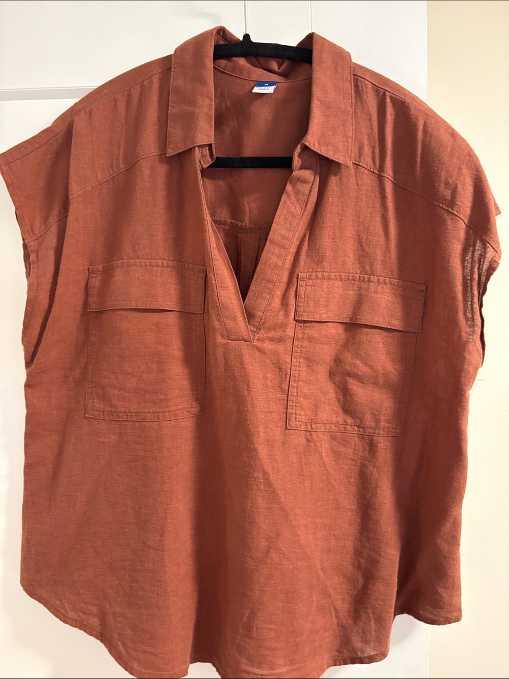 Old Navy Rust Short-Sleeve V-Neck Utility Tunic